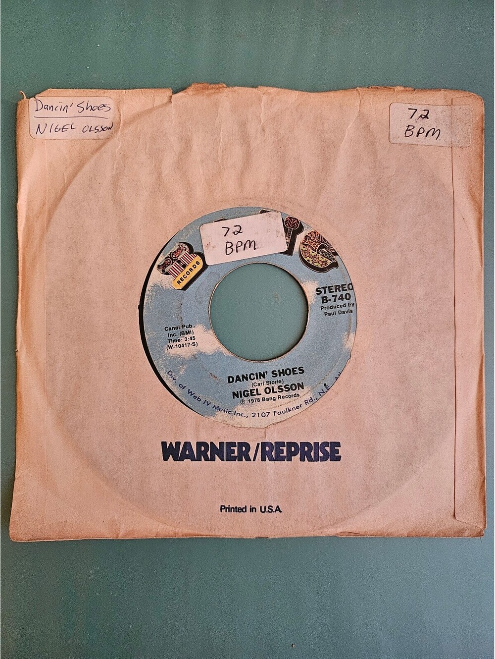 NIGEL OLSSON (ELTON JOHN BAND) "DANCIN' SHOES"+1 1978 BANG records vinyl 45